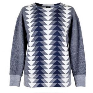 J Crew Sweatshirt Women Size S Geometric Crew Neck Drop Shoulder Oversized Gray